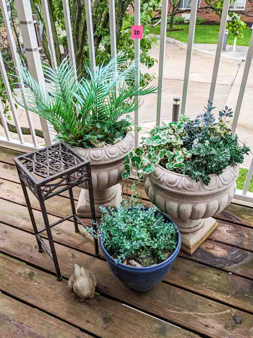20. (3) Planters, Faux Plants, Plant Stand