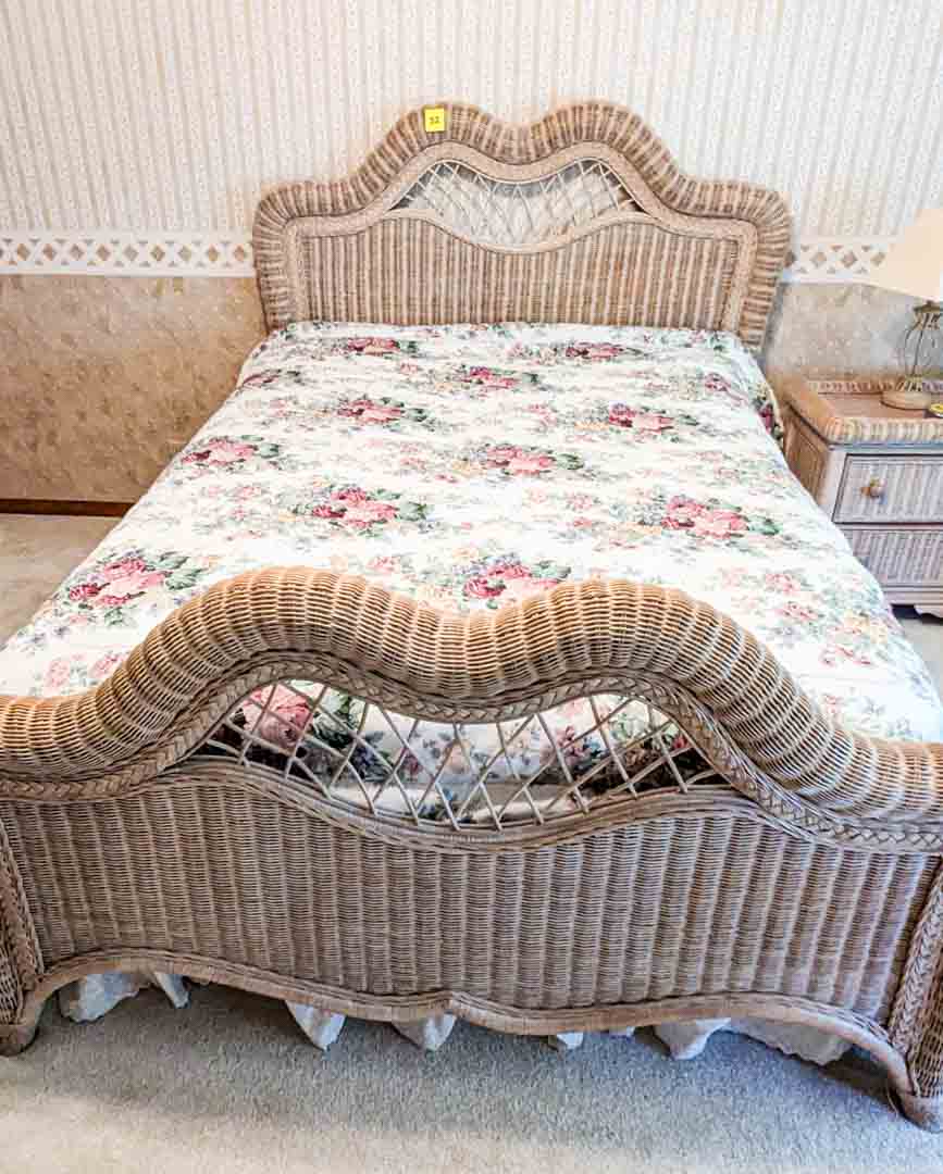 52. Double Bed w/ Mattress, Box Springs