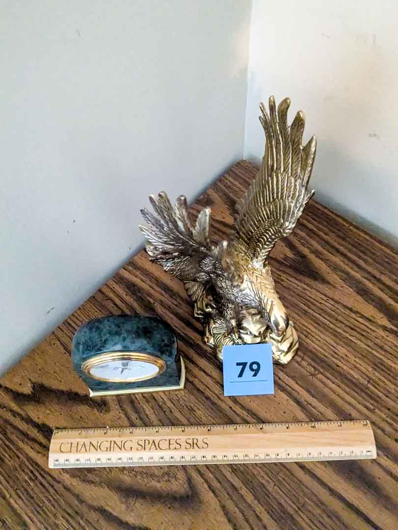 79. Brass Eagle + Clock - Image 3