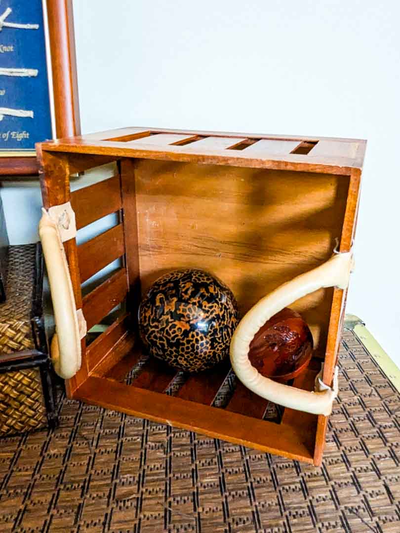 93. Wood Basket, Knot Decor, (2) Small Trunks, Bowl + Filler - Image 2
