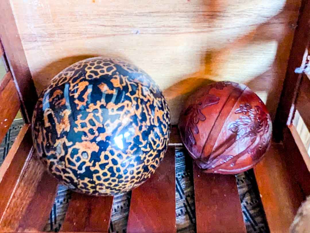93. Wood Basket, Knot Decor, (2) Small Trunks, Bowl + Filler - Image 5