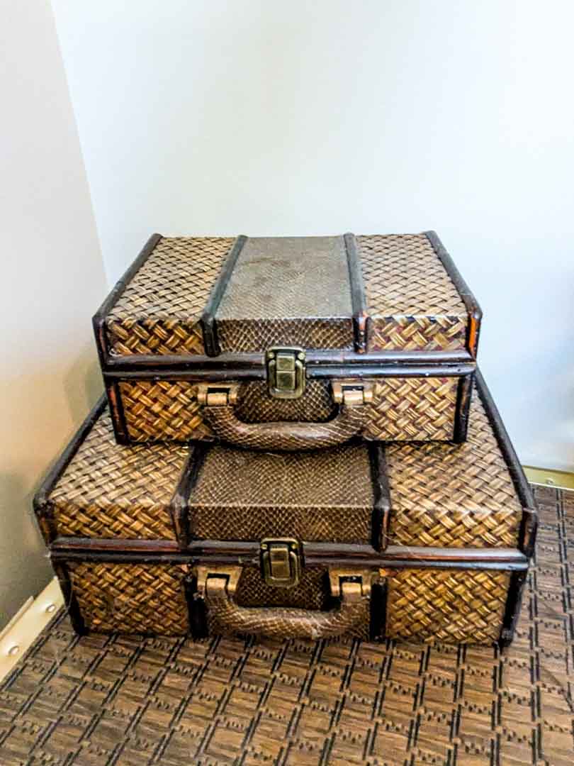 93. Wood Basket, Knot Decor, (2) Small Trunks, Bowl + Filler - Image 4