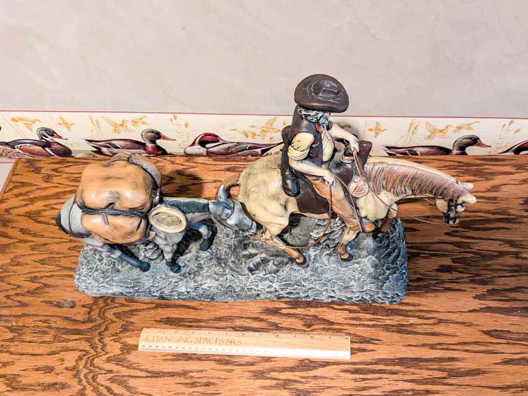 190. 14" Ceramic Cowboy Leading a Horse - Image 3