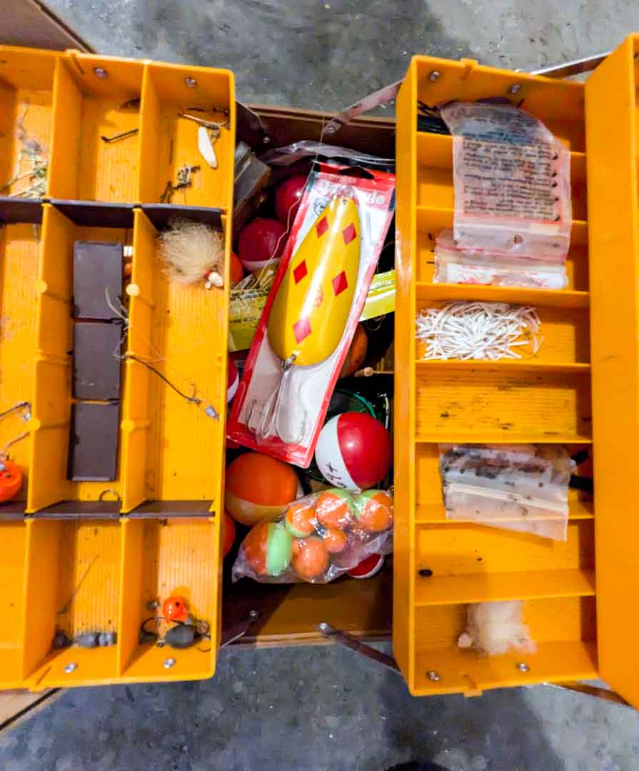 154. (3) Fishing Rods, (1) Reel + Tackle Box - Image 5