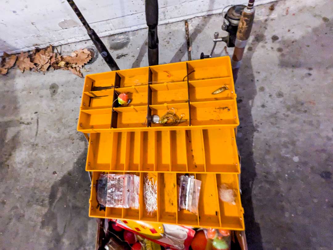 154. (3) Fishing Rods, (1) Reel + Tackle Box - Image 3