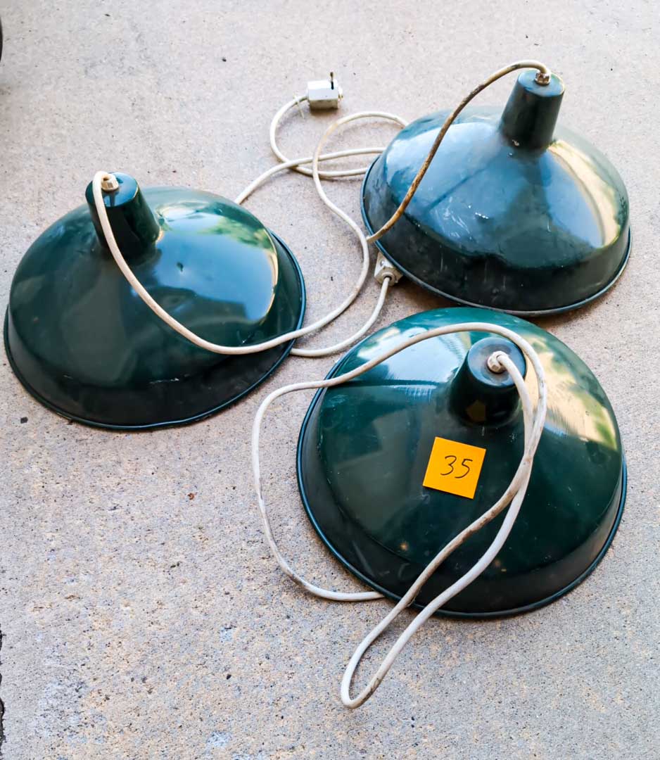35. (3) Primitive Green Porcelain Lights