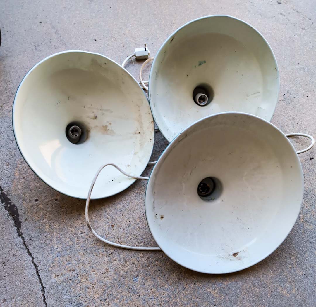 35. (3) Primitive Green Porcelain Lights - Image 2