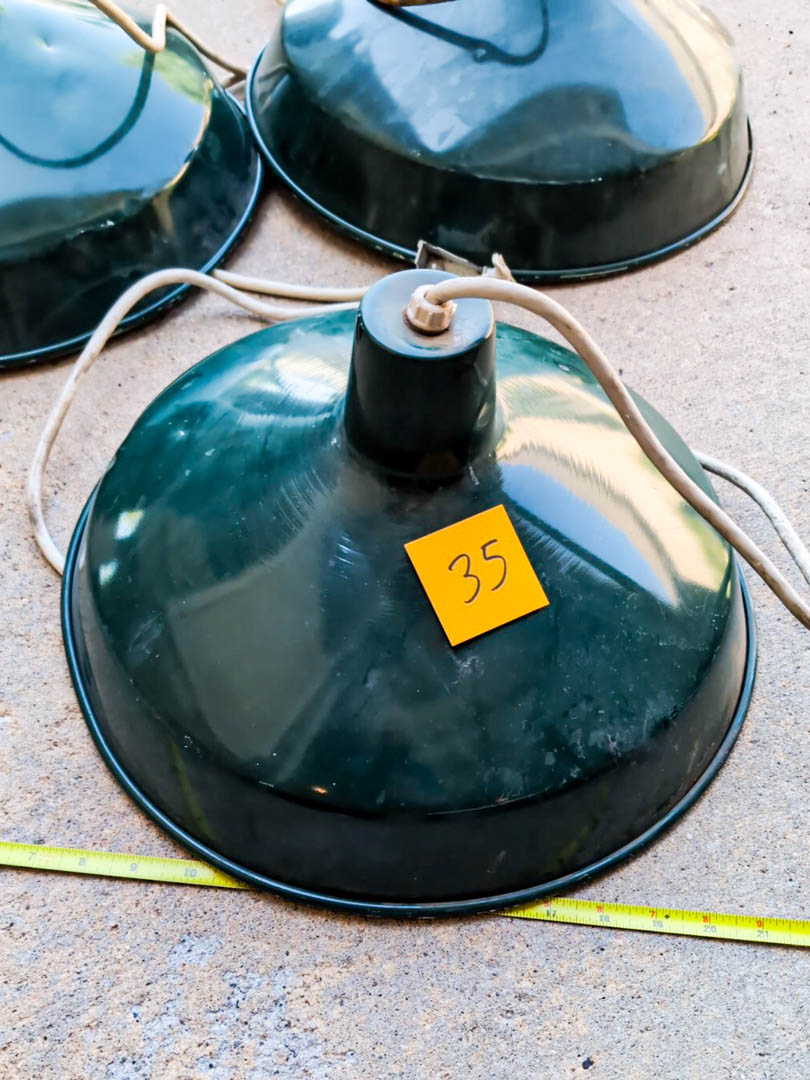 35. (3) Primitive Green Porcelain Lights - Image 3
