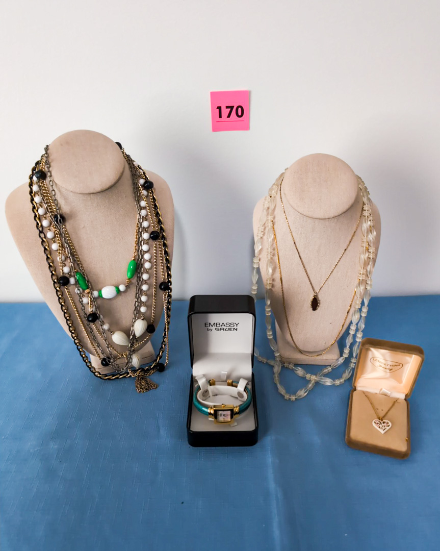 170. (9) Fashion Jewelry Necklaces & Gruen Watch