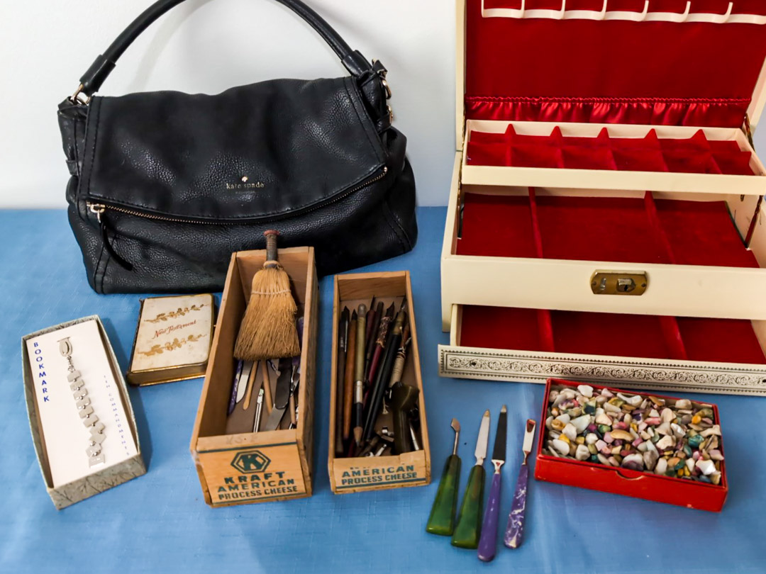 171. Kate Spade Purse, Jewelry Box, Nail Care, Fountain Pins, Stones, & Religious - Image 2