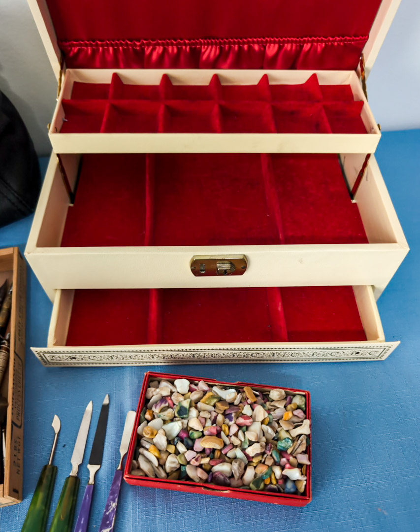 171. Kate Spade Purse, Jewelry Box, Nail Care, Fountain Pins, Stones, & Religious - Image 3