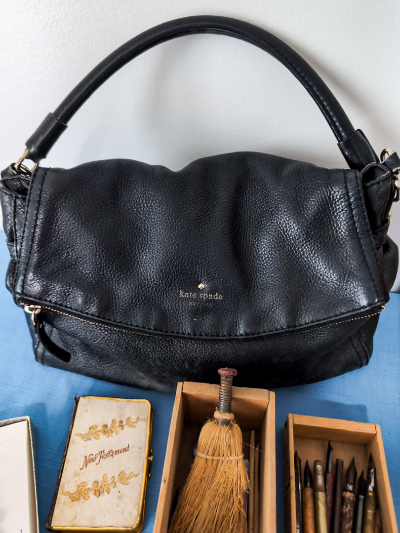 171. Kate Spade Purse, Jewelry Box, Nail Care, Fountain Pins, Stones, & Religious - Image 7