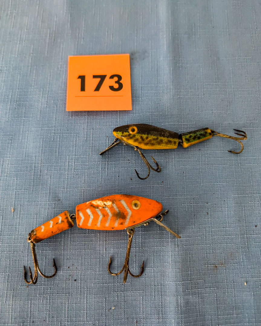 173. L & S Pike Masters 30 and L&S Bassmaster Model 15 Wood Fishing Lures