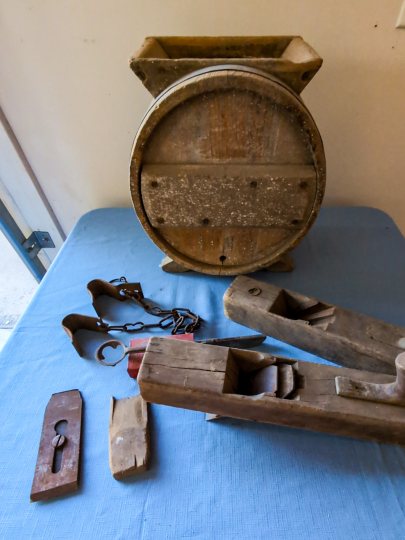120. Barrel Style Butter Churn, (2) Wood Planes, Misc. Tools